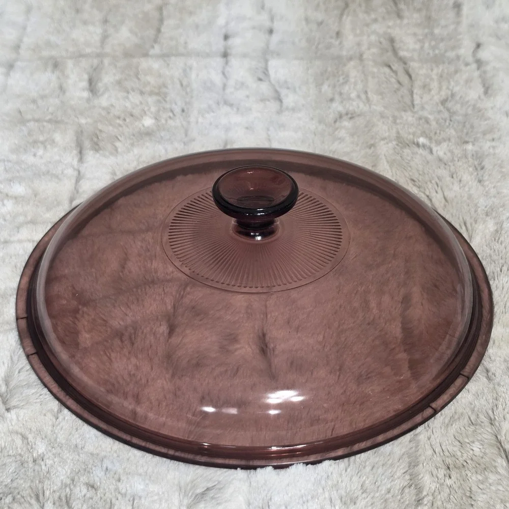 Vintage Pyrex Visions Cranberry Purple Glass Lid 27 A 10.75